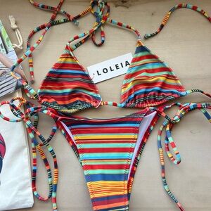 Loleia Popáki Retro Stripe Tie-Side Bikini Set